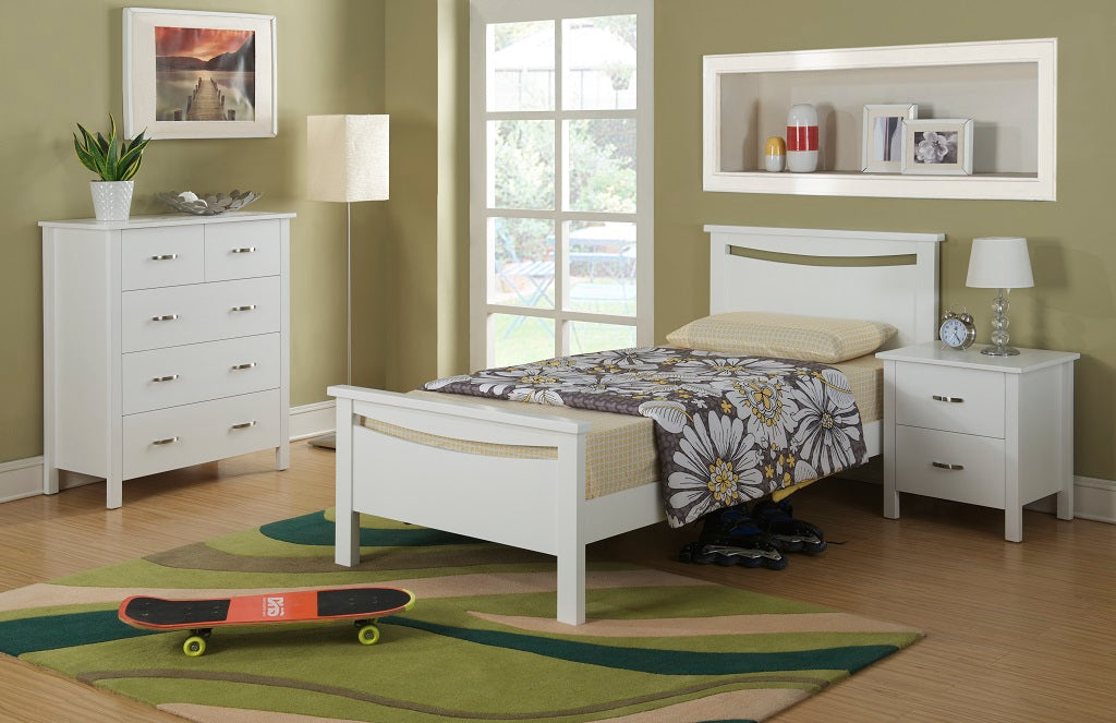 Hailey 4PCS White Solid Wooden Bedroom Suite