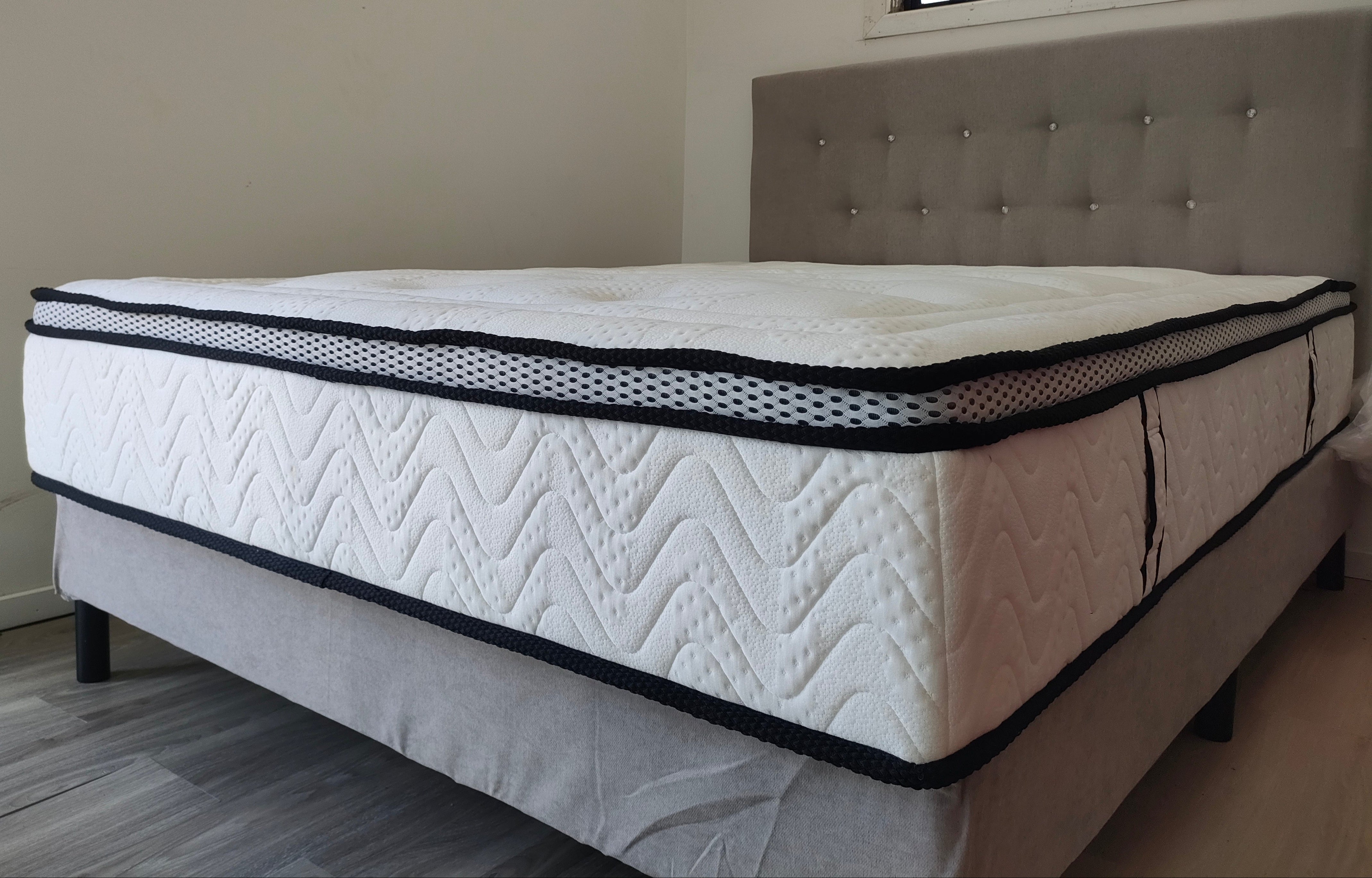 SleepyBeds: Premium 5 Zone Euro Top Pocket Spring Mattress and Strong Bed Base Combo