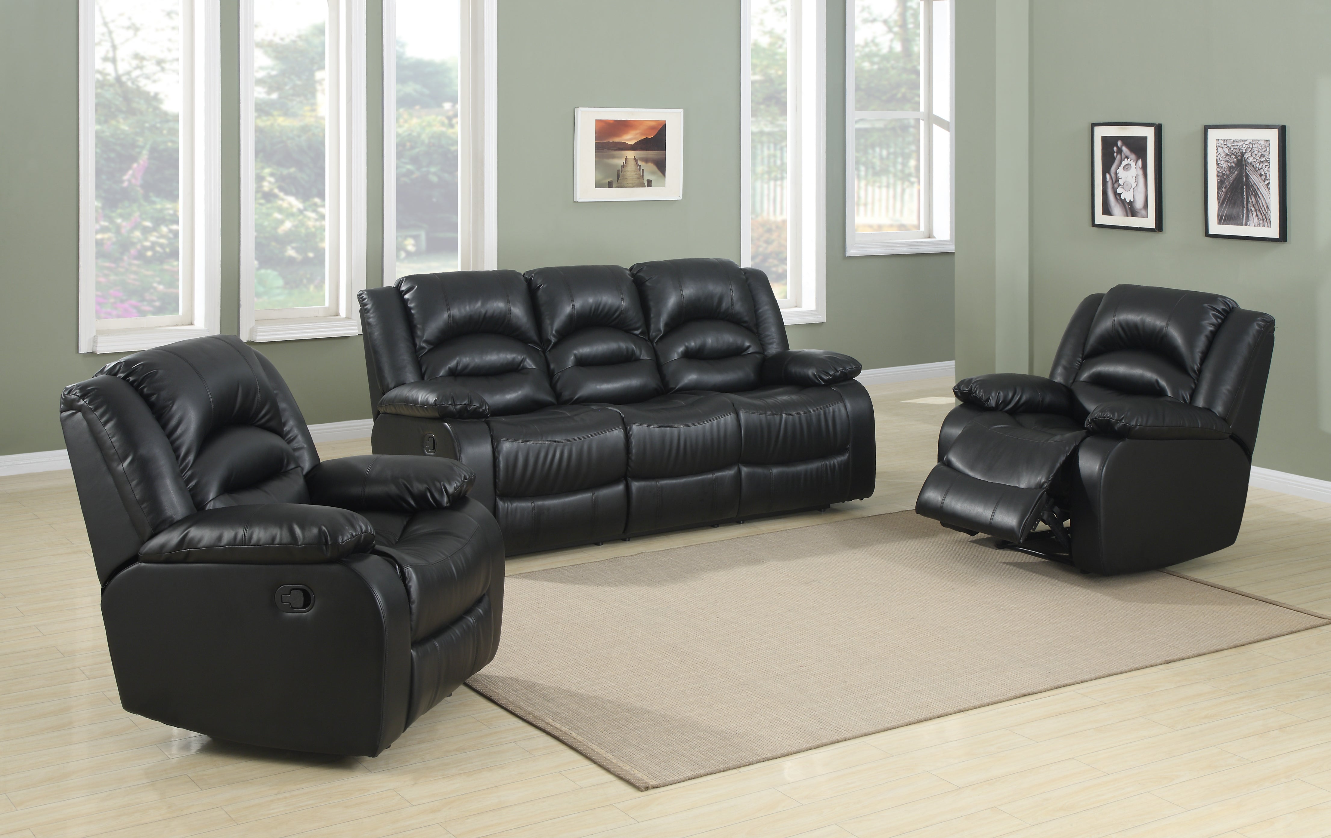 Joan Recliner Lounge Suite (3 Seater and Single Seater Set) with Leather Touch Feel- Lowest Price Beat Guarantee by Sri Furniture