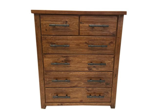 Leon Solid Pine Wood Tallboy (6 Drawers)