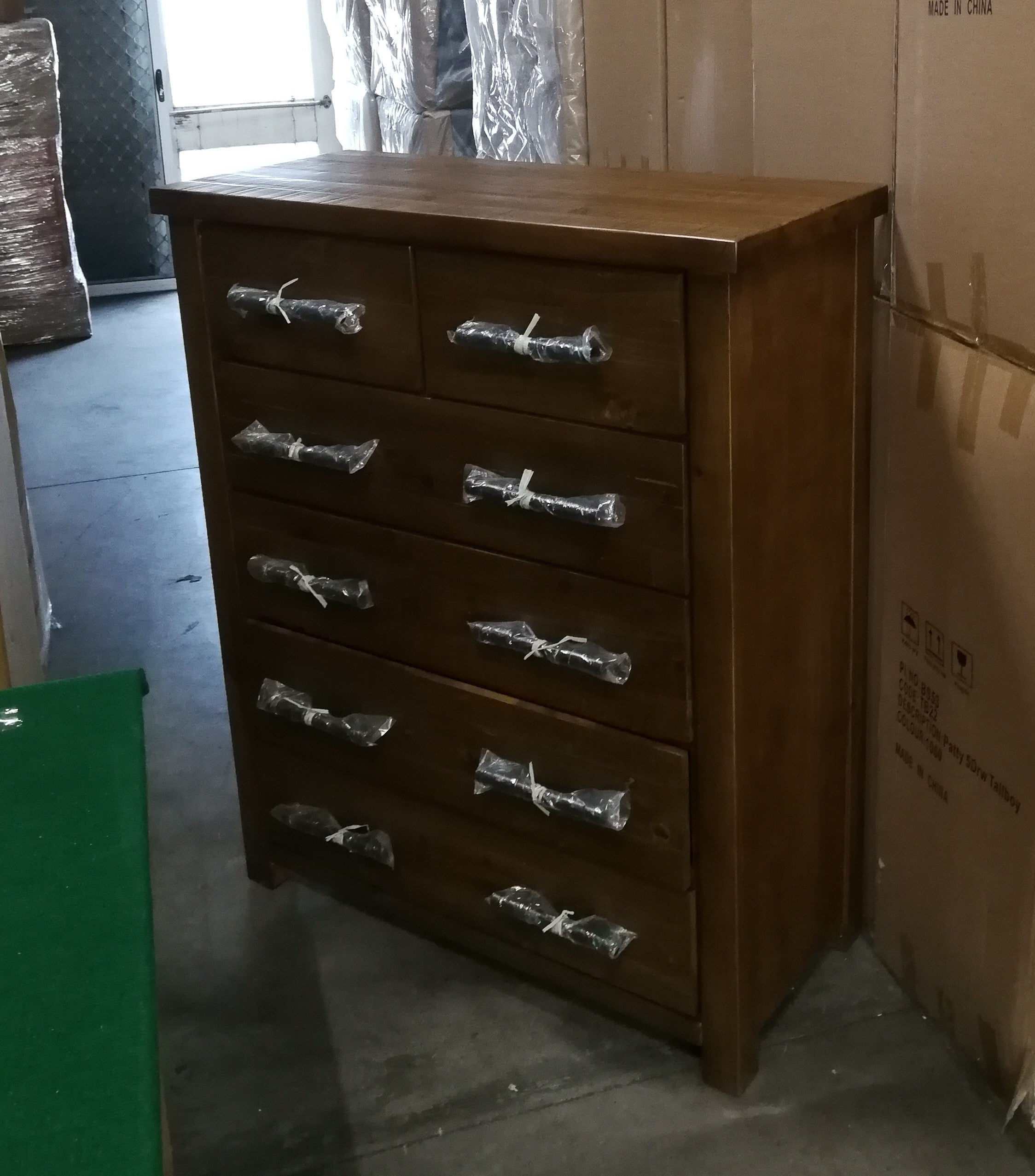 Leon Solid Pine Wood Tallboy (6 Drawers)