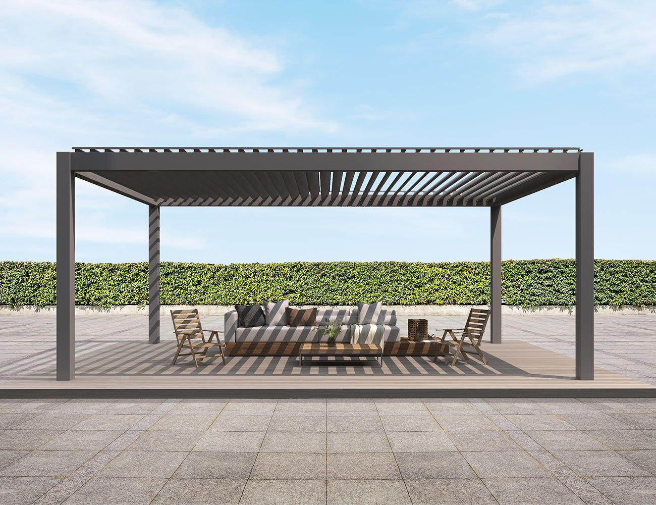 Reduced to Clear Aluminium Freestanding Louvre Pergola (Manual) 4m*3m