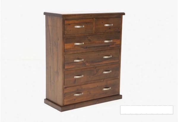 Amado Rustic Pine Wood Tallboy 6-Drawer